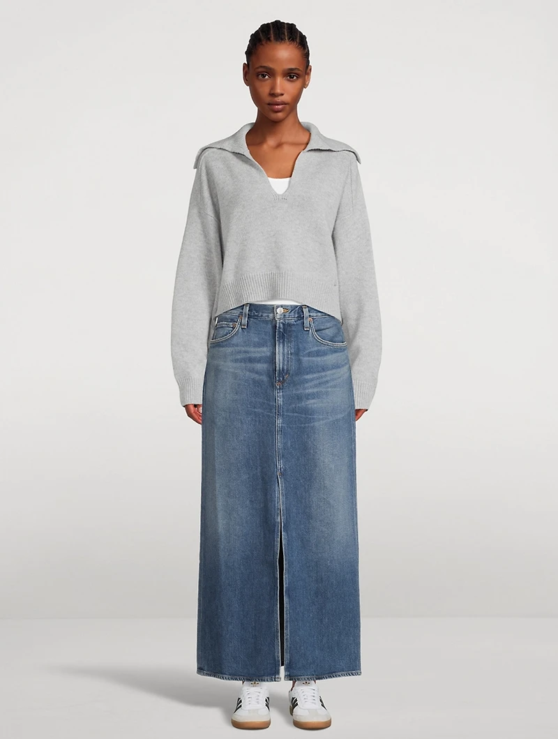 Leif Low-Slung Denim Maxi Skirt