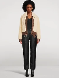 Leather-Trimmed Shearling Jacket