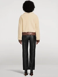 Leather-Trimmed Shearling Jacket