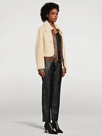 Leather-Trimmed Shearling Jacket