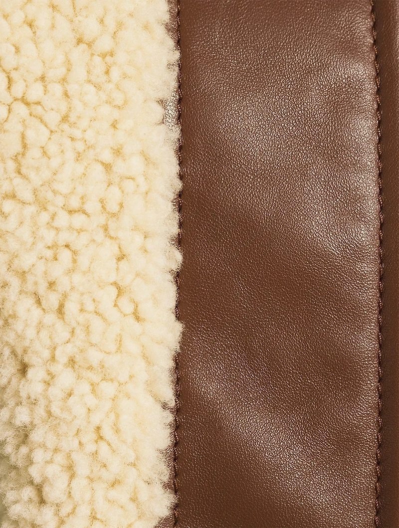 Leather-Trimmed Shearling Jacket