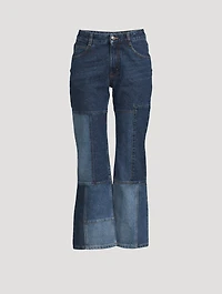 Patchwork Cropped Flare Jeans