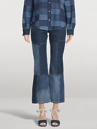 Patchwork Cropped Flare Jeans