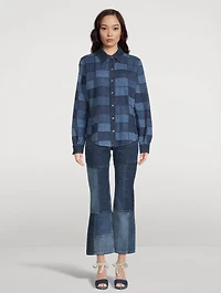 Patchwork Cropped Flare Jeans