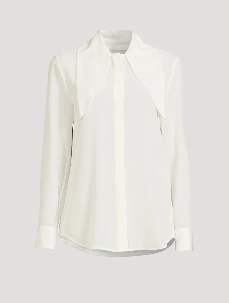 CHLOÉ Vertical Tie-Neck Silk Shirt