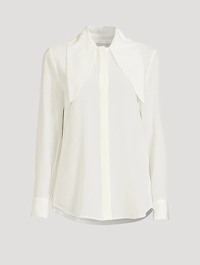 CHLOÉ Vertical Tie-Neck Silk Shirt