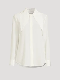CHLOÉ Vertical Tie-Neck Silk Shirt