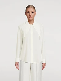 CHLOÉ Vertical Tie-Neck Silk Shirt