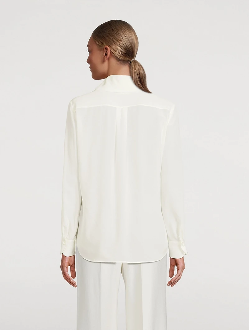 CHLOÉ Vertical Tie-Neck Silk Shirt