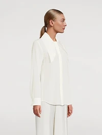 CHLOÉ Vertical Tie-Neck Silk Shirt