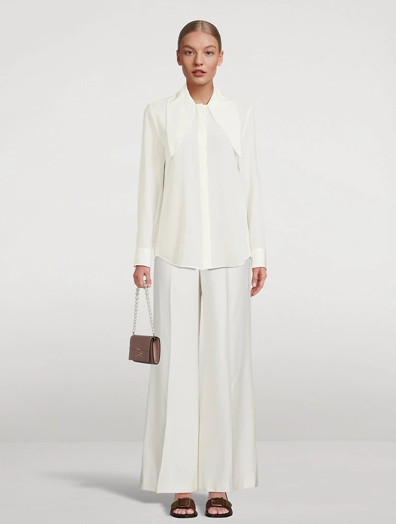 CHLOÉ Vertical Tie-Neck Silk Shirt