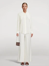 CHLOÉ Vertical Tie-Neck Silk Shirt