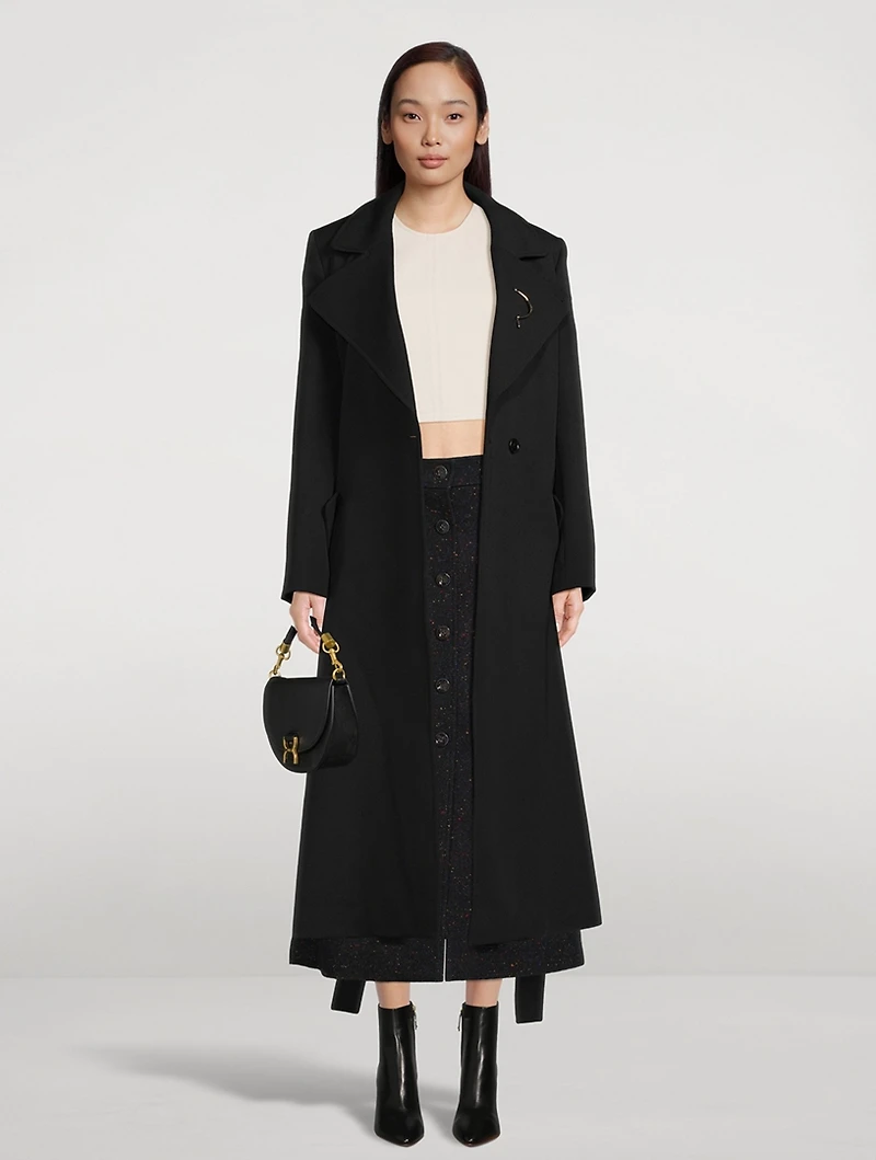 Belted Wool Gabardine Trench Coat