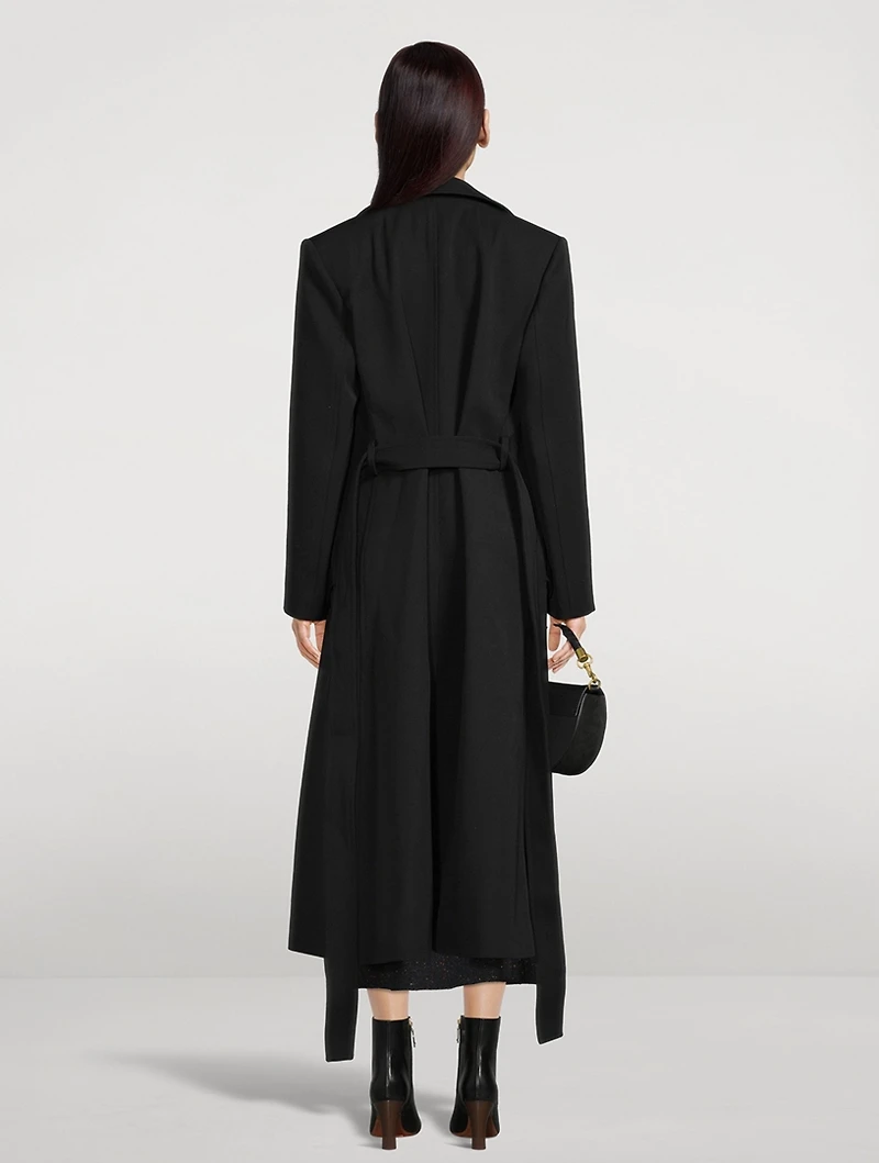 Belted Wool Gabardine Trench Coat