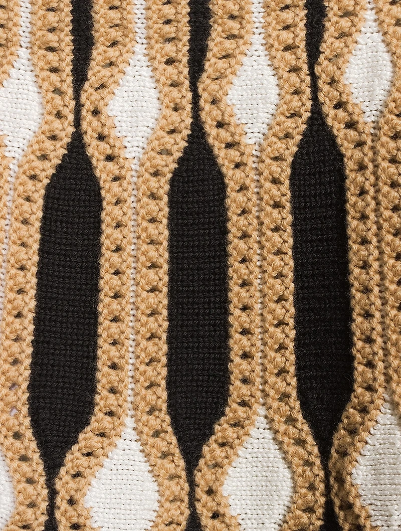 Renaissance Intarsia Knit Midi Skirt