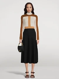 Colourblock Intarsia Knit Midi Dress