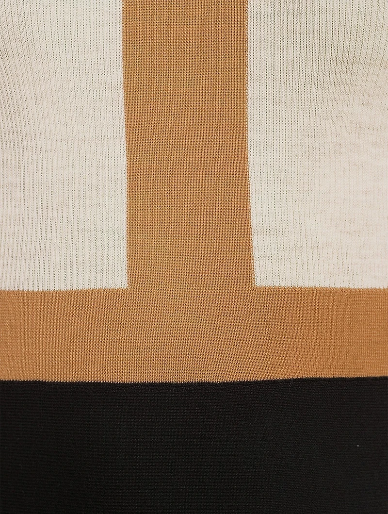 Colourblock Intarsia Knit Midi Dress