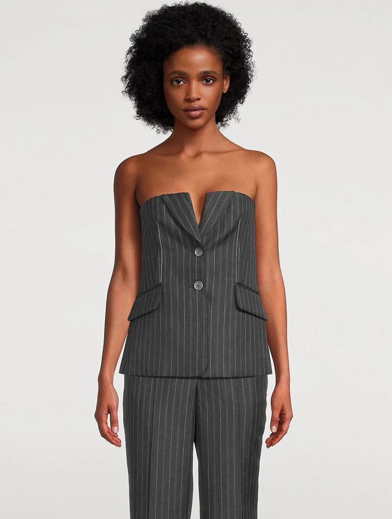 Billie Bustier Top Pinstripe Print