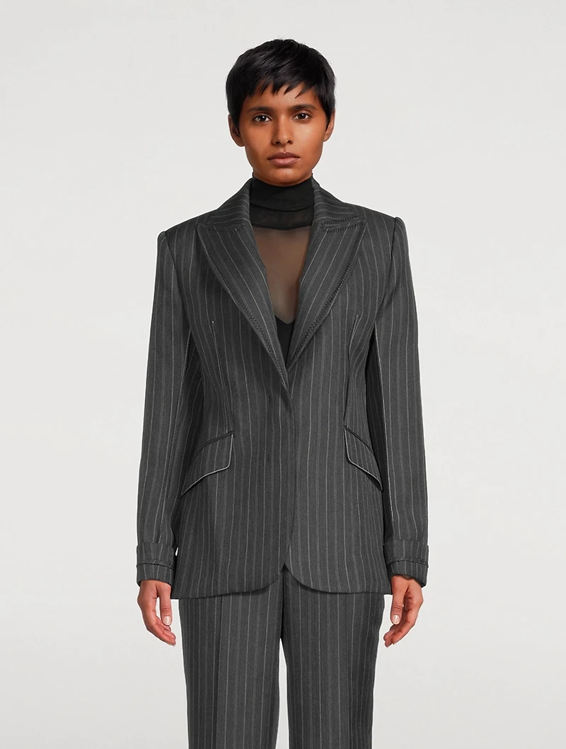 Gamela Blazer Pinstripe Print