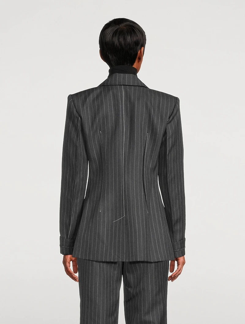 Gamela Blazer Pinstripe Print