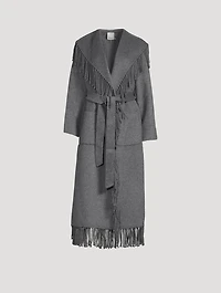 Carrie Fringe-Trimmed Belted Coat