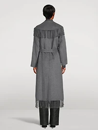Carrie Fringe-Trimmed Belted Coat