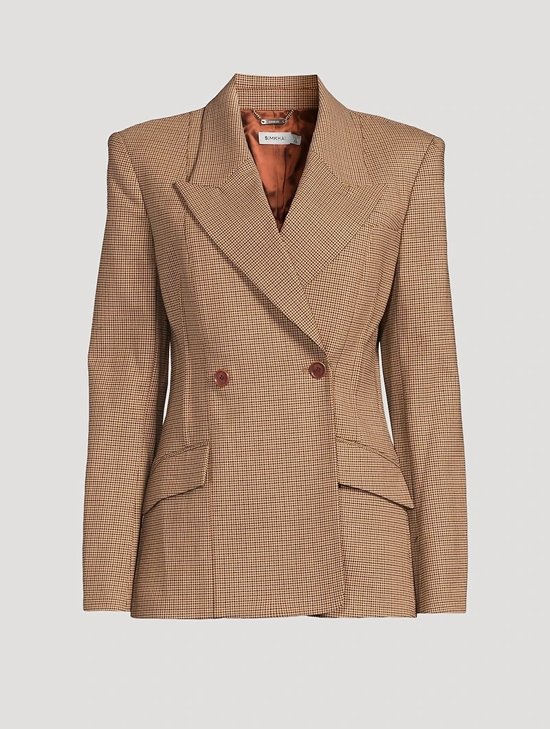 Dorit Double-Breasted Blazer Check Print