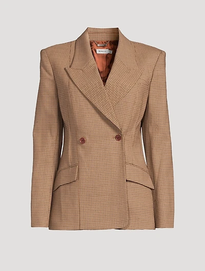 Dorit Double-Breasted Blazer Check Print