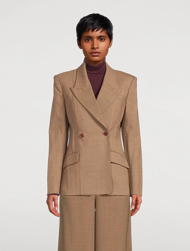 Dorit Double-Breasted Blazer Check Print