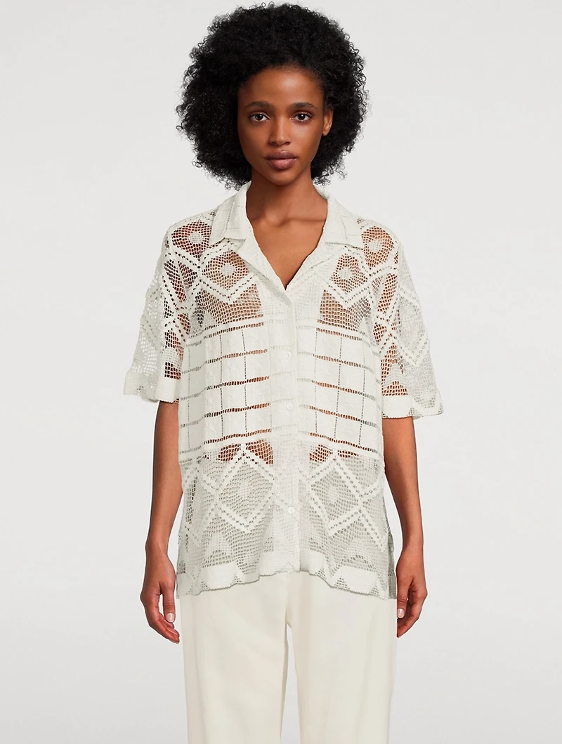 Leaha Lace Short-Sleeve Shirt