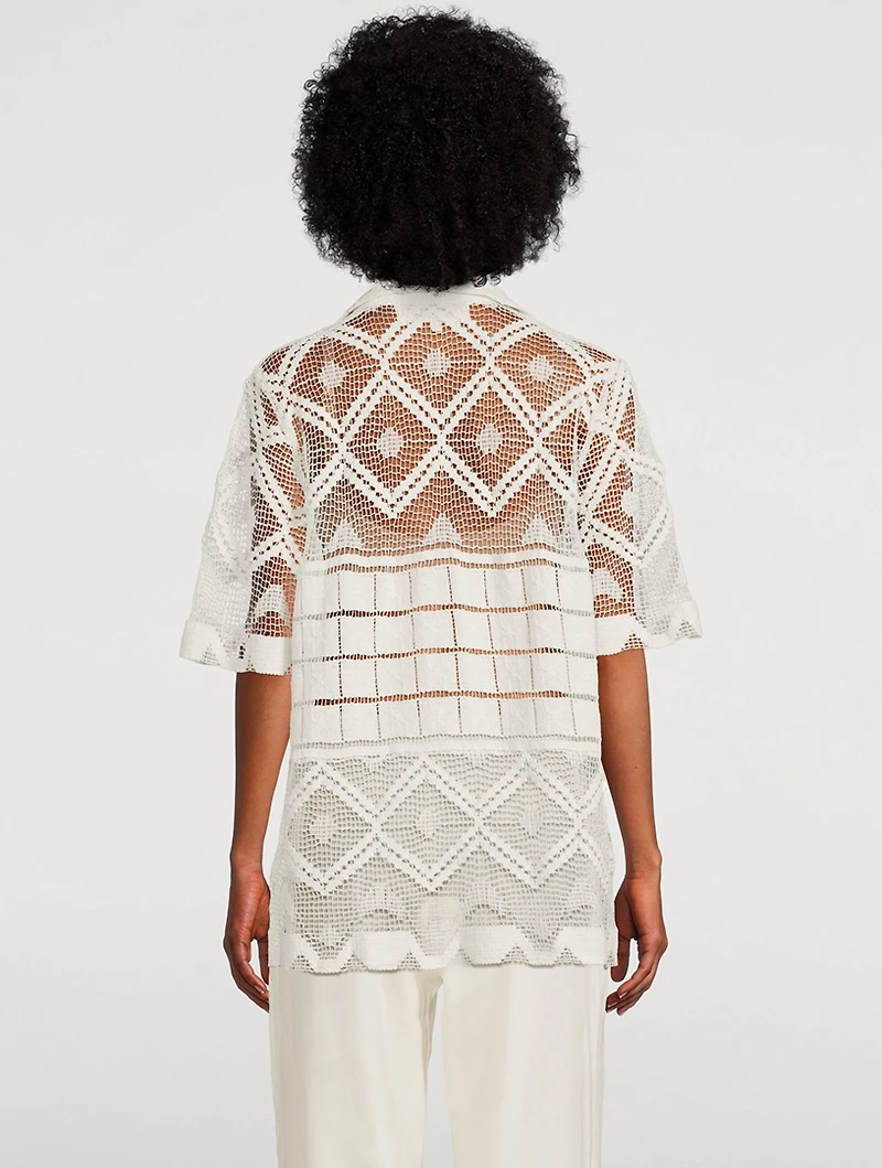 Leaha Lace Short-Sleeve Shirt