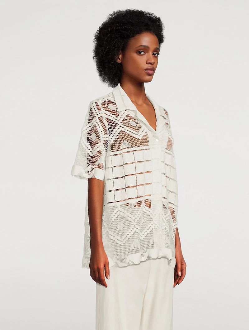 Leaha Lace Short-Sleeve Shirt