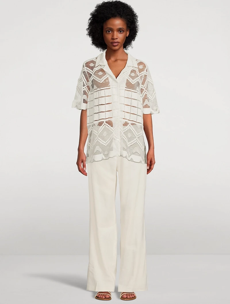 Leaha Lace Short-Sleeve Shirt