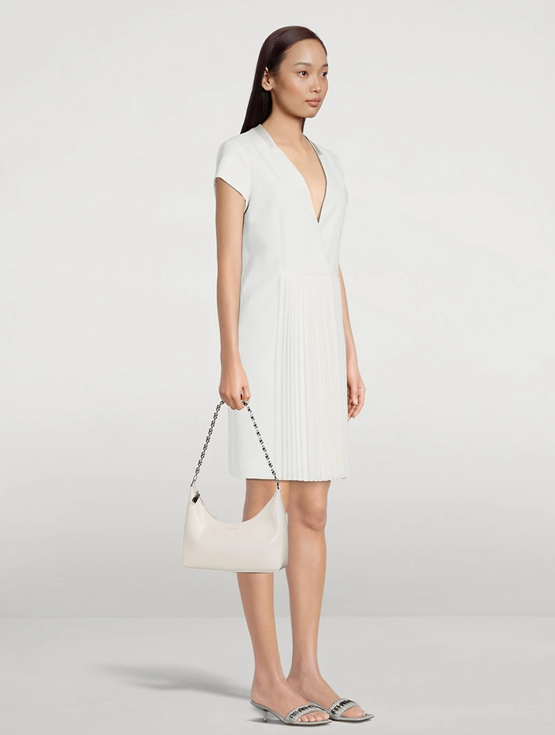 Small Moon Cut Out Leather Shoulder Bag With Chain