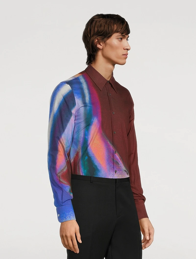 Cotton Shirt Luminous Flower Print
