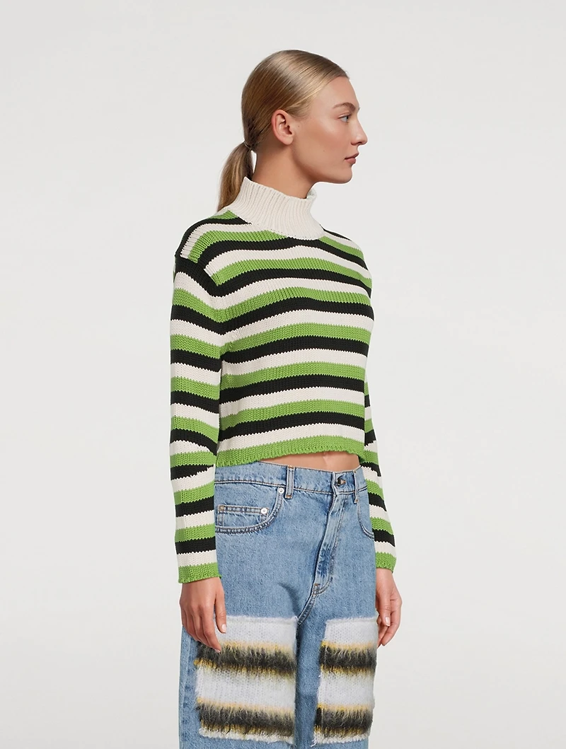 Stripe Jacquard Tie-Back Sweater
