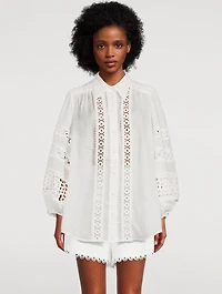 Devi Puff-Sleeve Embroidered Blouse