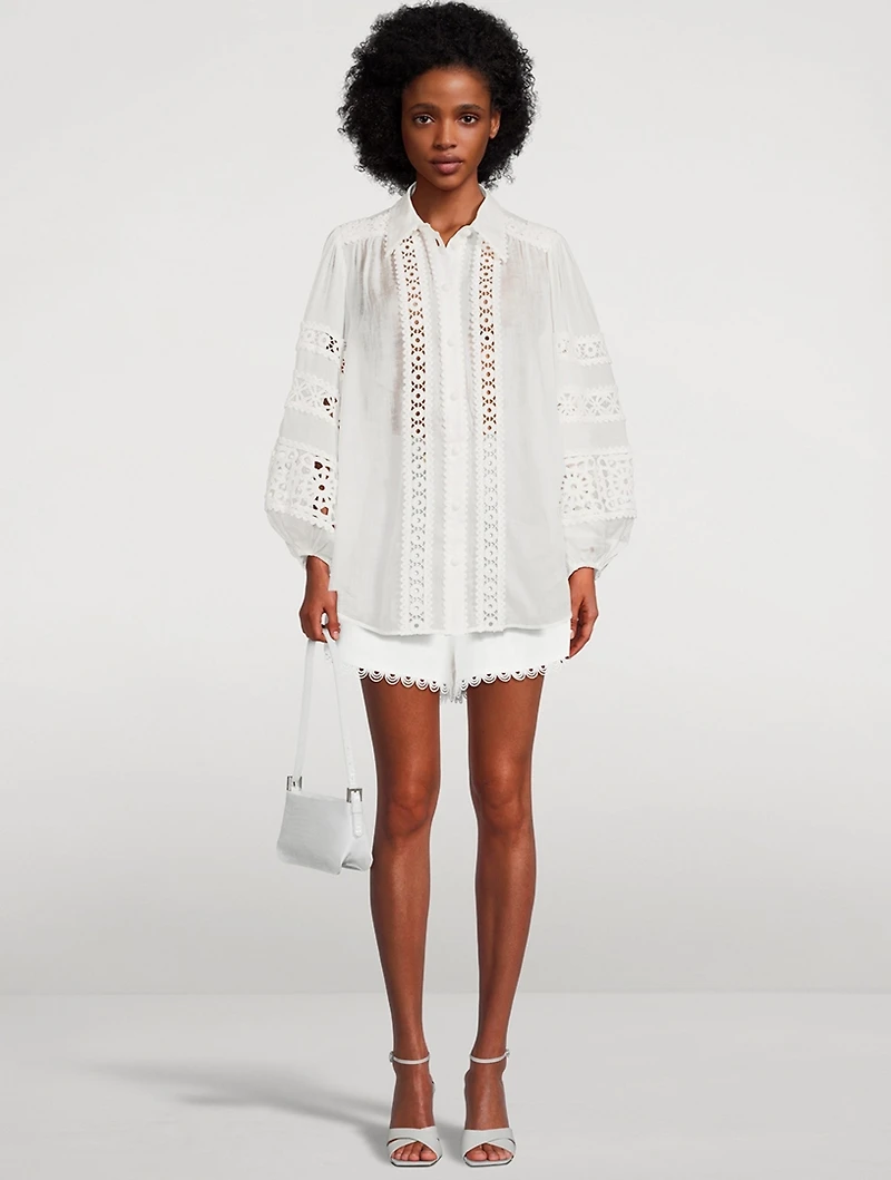 Devi Puff-Sleeve Embroidered Blouse