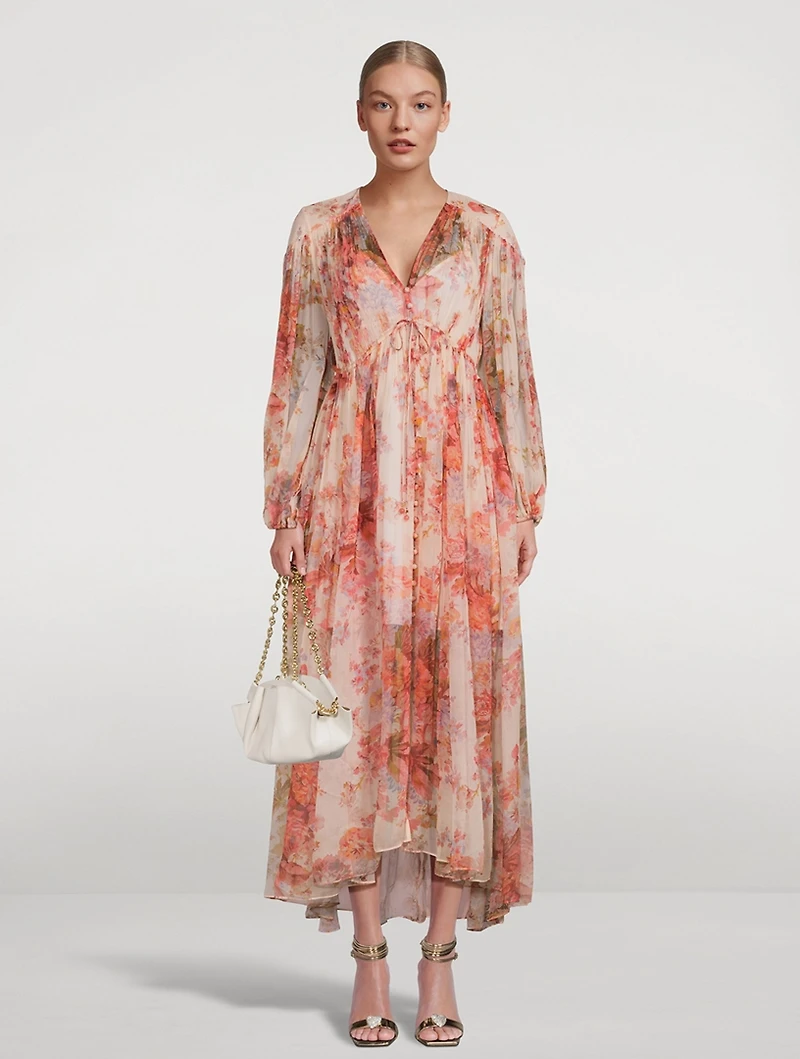 Devi Silk Maxi Dress Floral Print