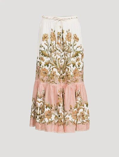 Chintz Tiered Midi Skirt Floral Print