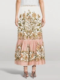 Chintz Tiered Midi Skirt Floral Print