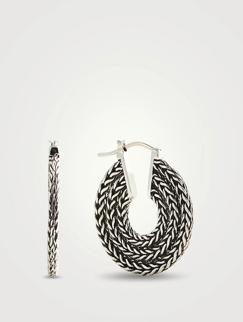 Rata Chain 26MM Silver Hoop Earrings