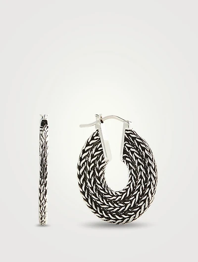 Rata Chain 26MM Silver Hoop Earrings