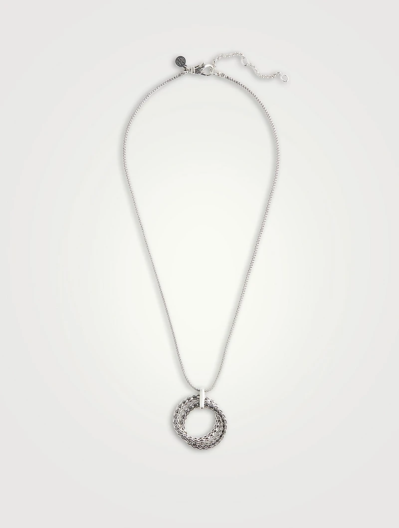 Classic Chain Silver Interlink Pendant Necklace