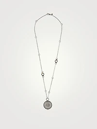 Moon Door Silver Pendant Necklace With Pavé Black Sapphire