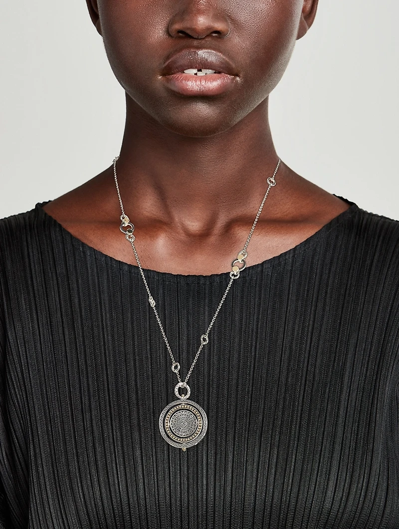 Moon Door Silver Pendant Necklace With Pavé Black Sapphire