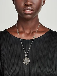 Moon Door Silver Pendant Necklace With Pavé Black Sapphire