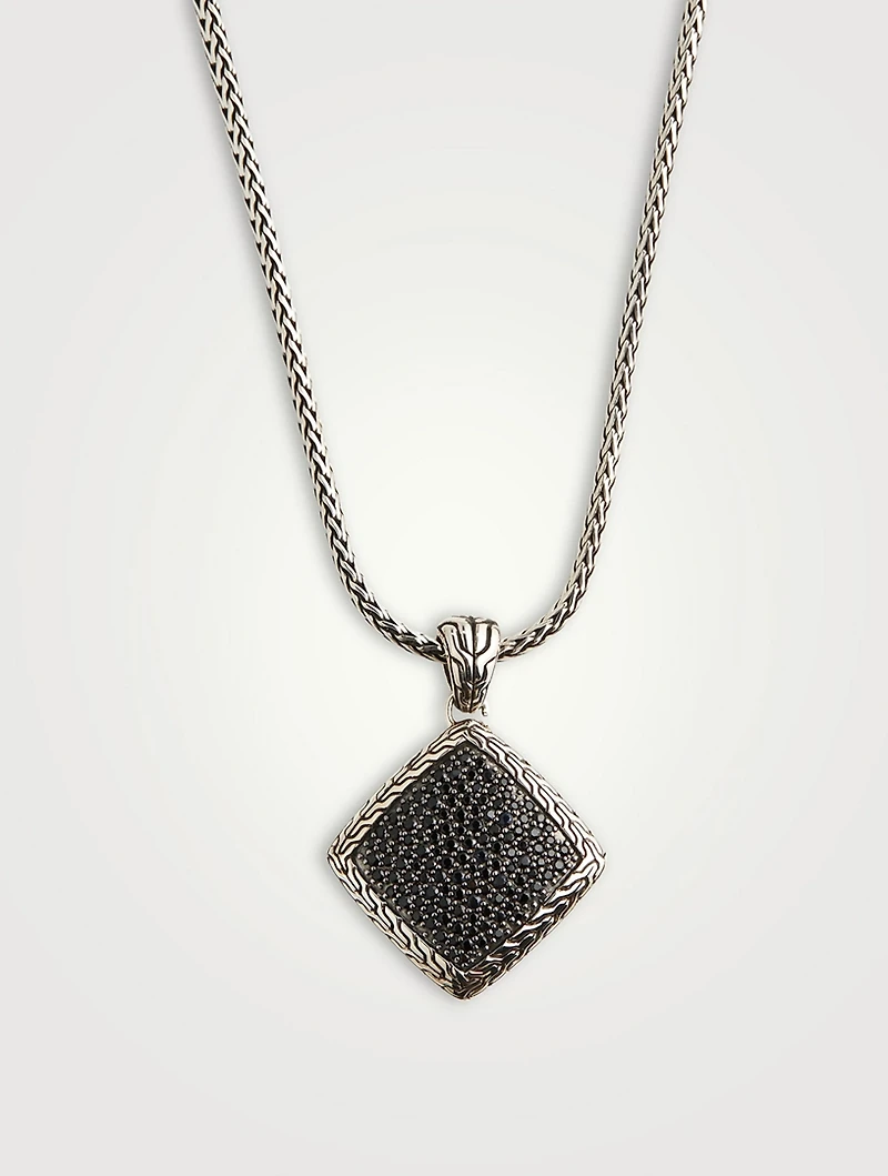 Classic Chain Pendant Necklace With Black Spinel