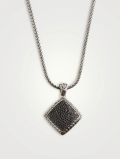 Classic Chain Pendant Necklace With Black Spinel