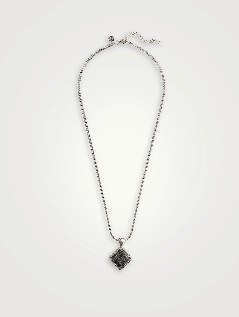 Classic Chain Pendant Necklace With Black Spinel